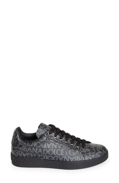 Shop Dolce & Gabbana Dolce&gabbana Portofino Logo Jacquard Sneaker In Black/grey