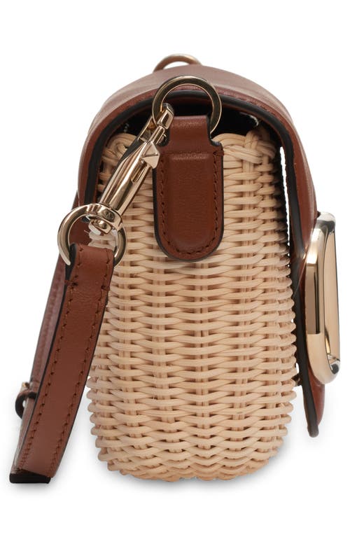 Shop Valentino Garavani Locò Woven Wicker & Leather Shoulder Bag In 43s Naturale/selleria