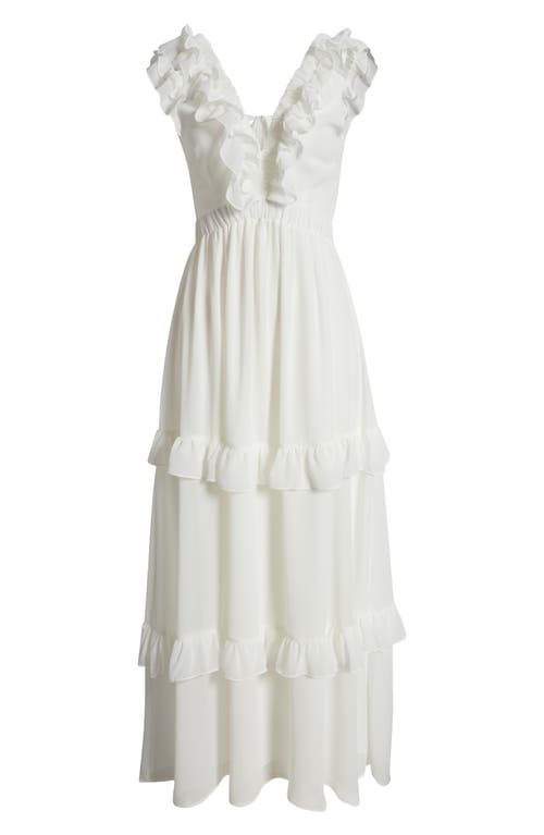 Shop Nikki Lund Morgan Ruffle Trim Maxi Dress In White