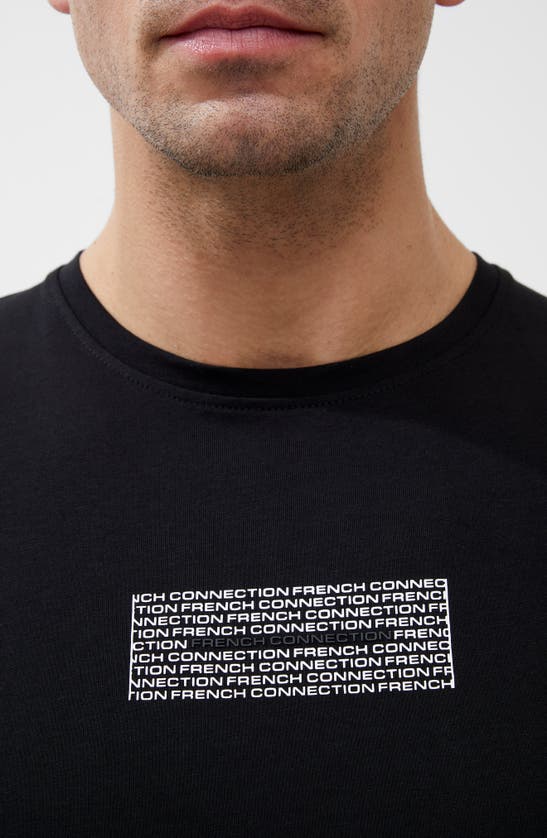 Shop French Connection Repeat Logo Organic Cotton Graphic T-shirt In Black