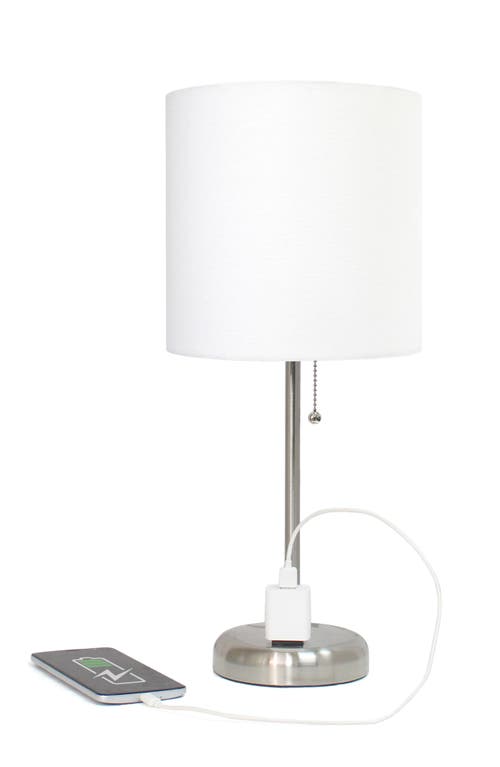 Shop Lalia Home Usb Table Lamp In Brushed Steel/white Shade