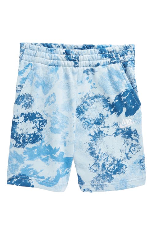 Shop Nike Kids' Club Fleece Midweight French Terry Shorts In Light Armory Blue/white