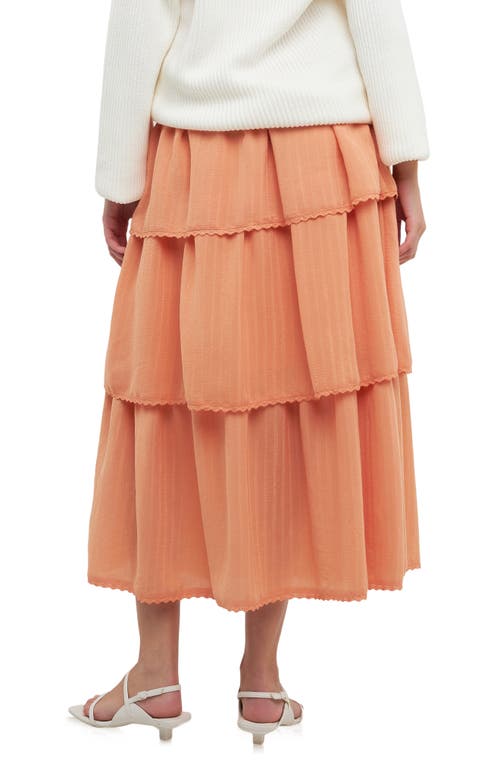 Free The Roses Smock Waist Tiered Ruffle Skirt In Tangerine