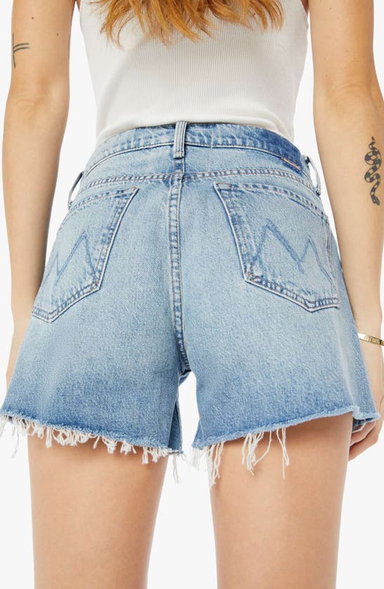 Shop Mother The Tomcat Loose High Waist Cutoff Denim Shorts In Leap At The Chance