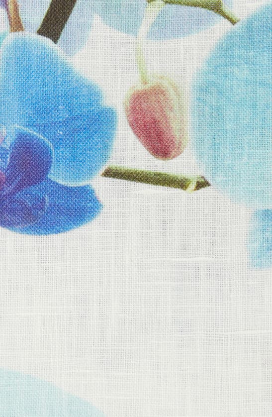 Clifton Wilson Blue Floral Linen Pocket Square In Blue