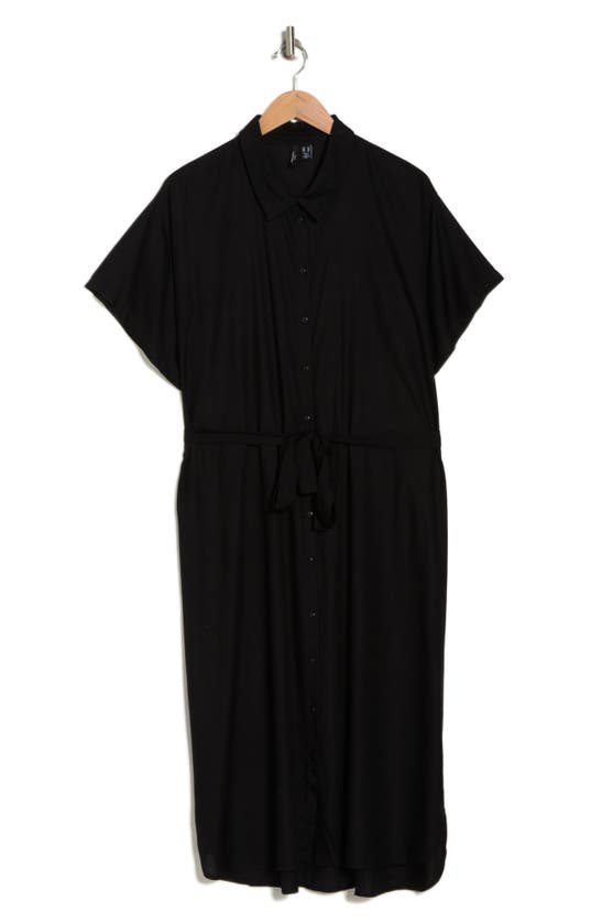 Shop Vero Moda Tie Waist Shirtdress In Black