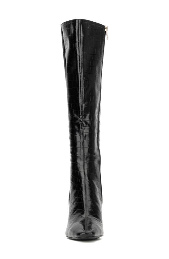 Torgeis Angelica Croc Embossed Tall Boot In Black