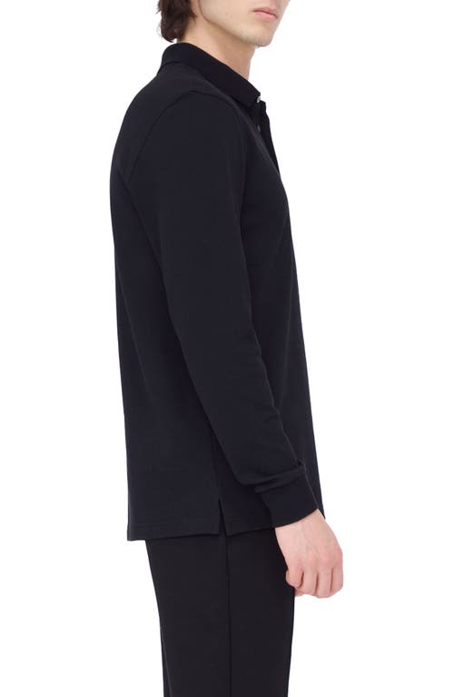 Shop Bugatchi Honeycomb Knit Long Sleeve Polo In Black