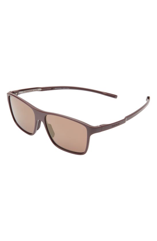 Shop Tag Heuer Boldie 57mm Rectangular Sport Sunglasses In Matte Bordeaux / Brown Polar