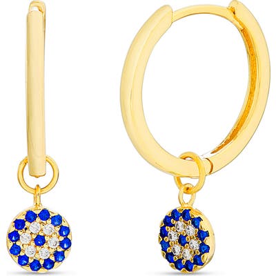 Lesa Michele Pave Charm Hoop Earrings