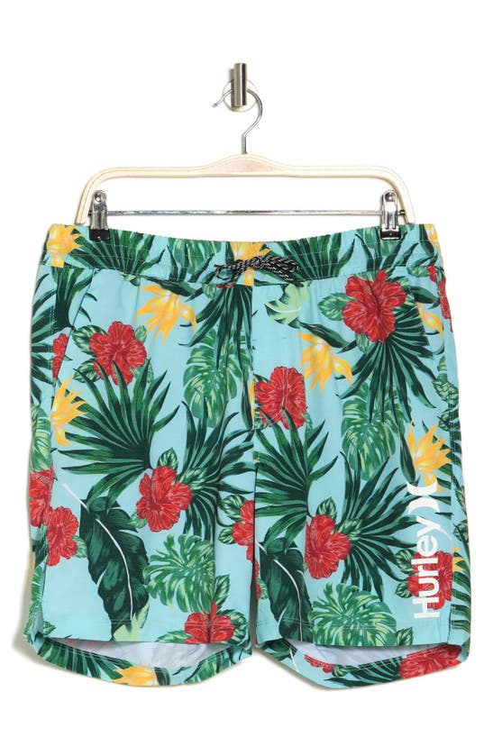 Shop Hurley Hibiscus Punta Arenas Volley Board Shorts In Turquoise