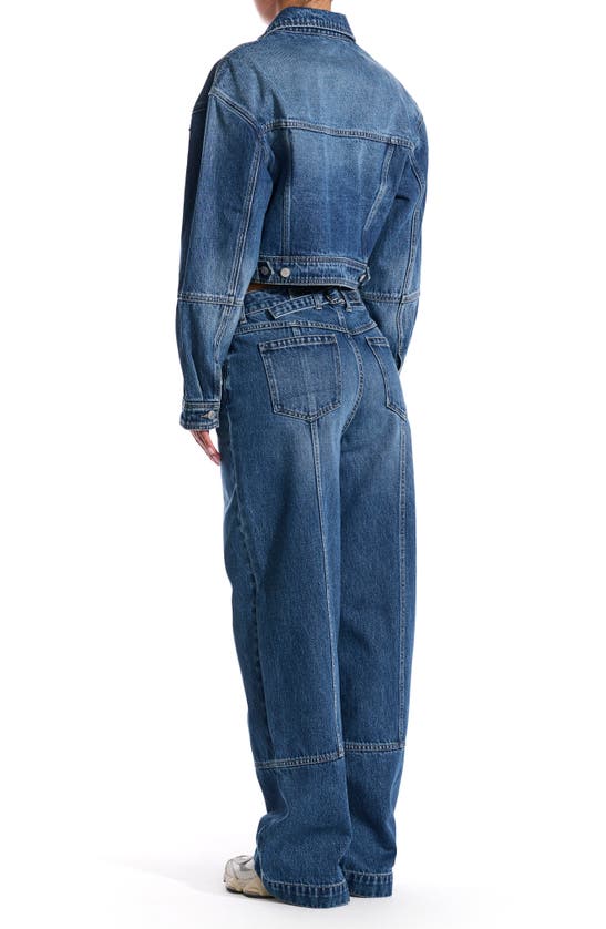 Shop Naked Wardrobe Crop Denim Jacket In Indigo Wash