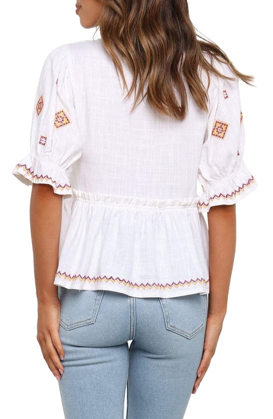 Petal And Pup Petal & Pup Dawstron Embroidered Cotton & Linen Top In White