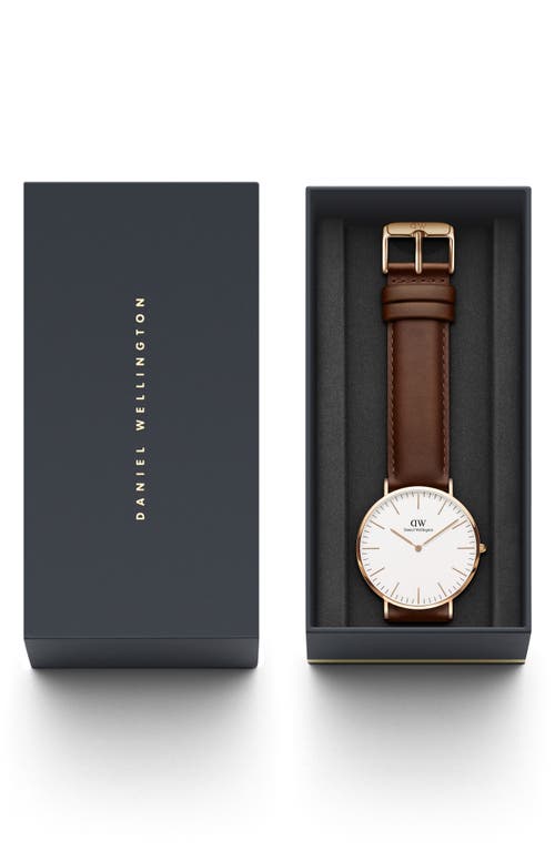 Shop Daniel Wellington Classic St. Mawes Leather Strap Watch, 40mm In Rose Gold/eggshell