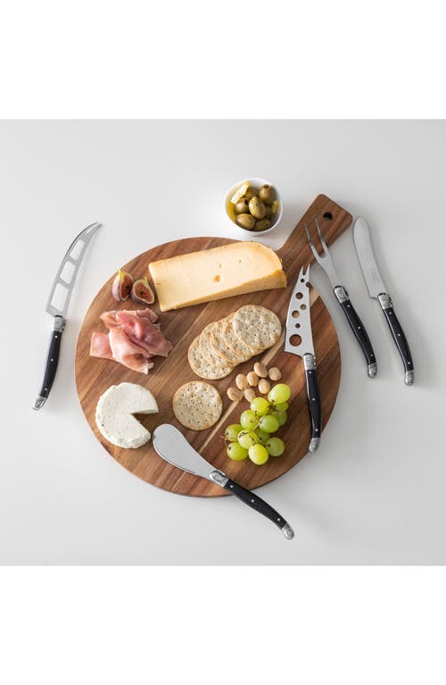 French Home 6-piece Assorted Laguiole Cheese Knives & Serving Board Set In Black And Wood