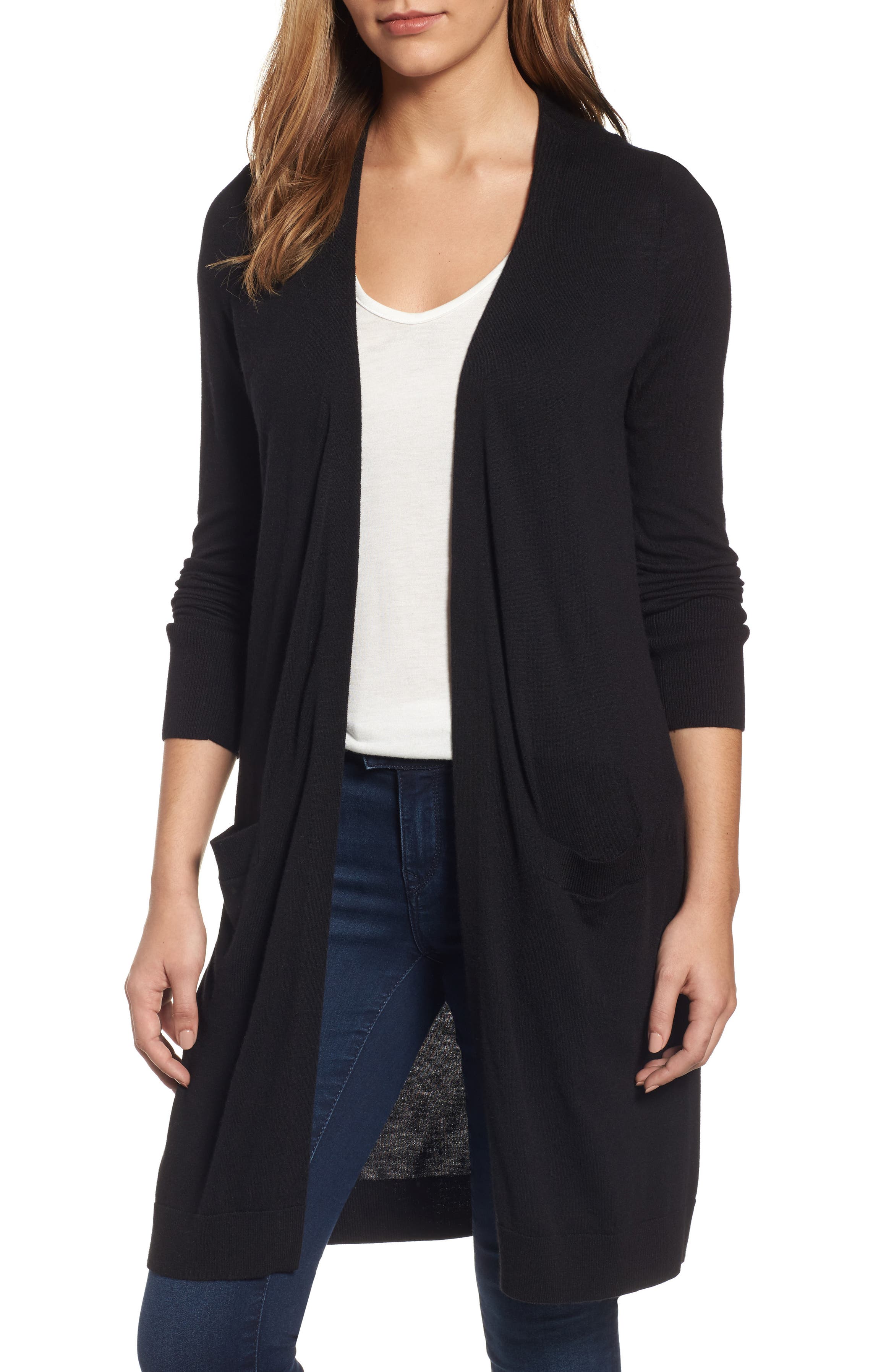 Halogen® Long Open Front Cardigan (Regular & Petite) | Nordstrom