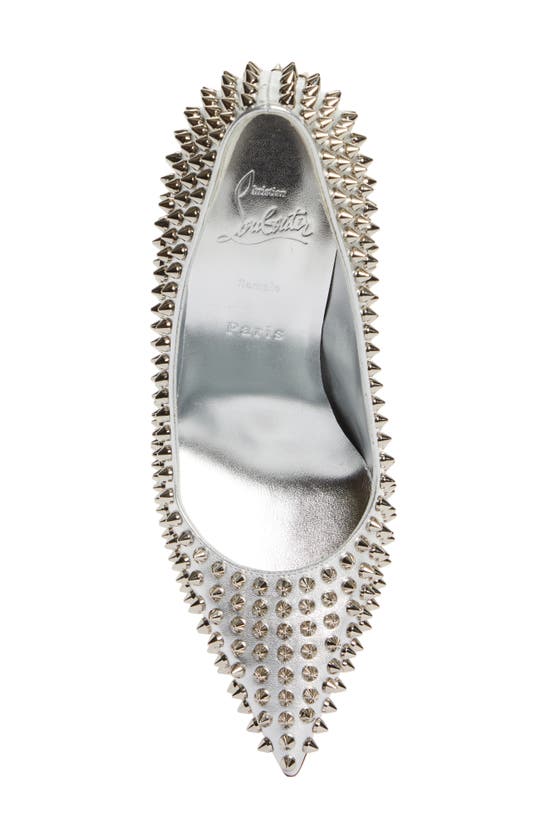 Shop Christian Louboutin Condora Spikes Pointed Toe Pump In Silver