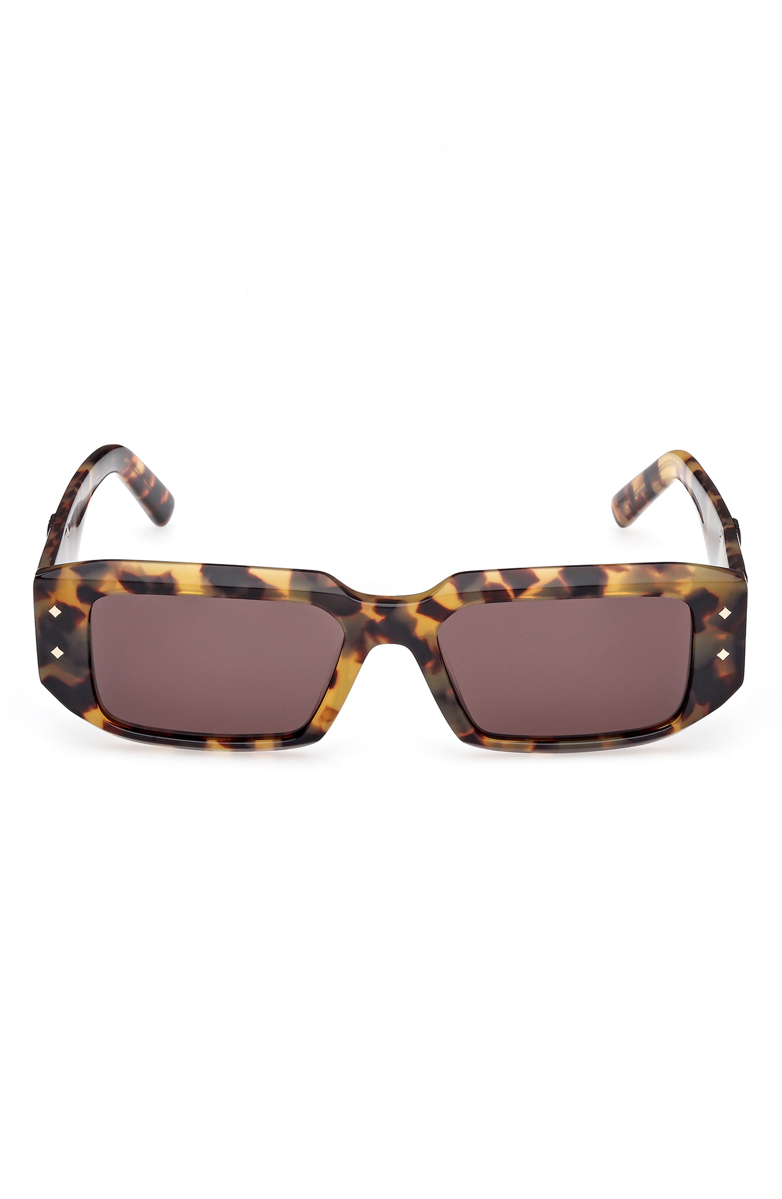 Mcm Brown Rectangular Unisex Sunglasses Mw0013 53e 53 In Brown