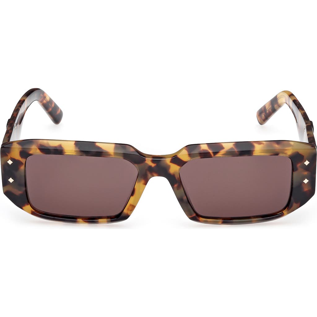 Mcm Brown Rectangular Unisex Sunglasses Mw0013 53e 53 In Brown