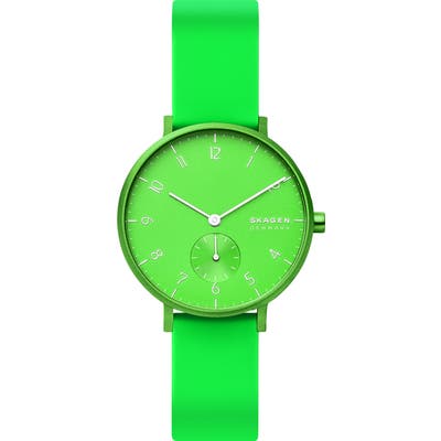 Skagen Aaren Kul?r Rubber Strap Watch,
