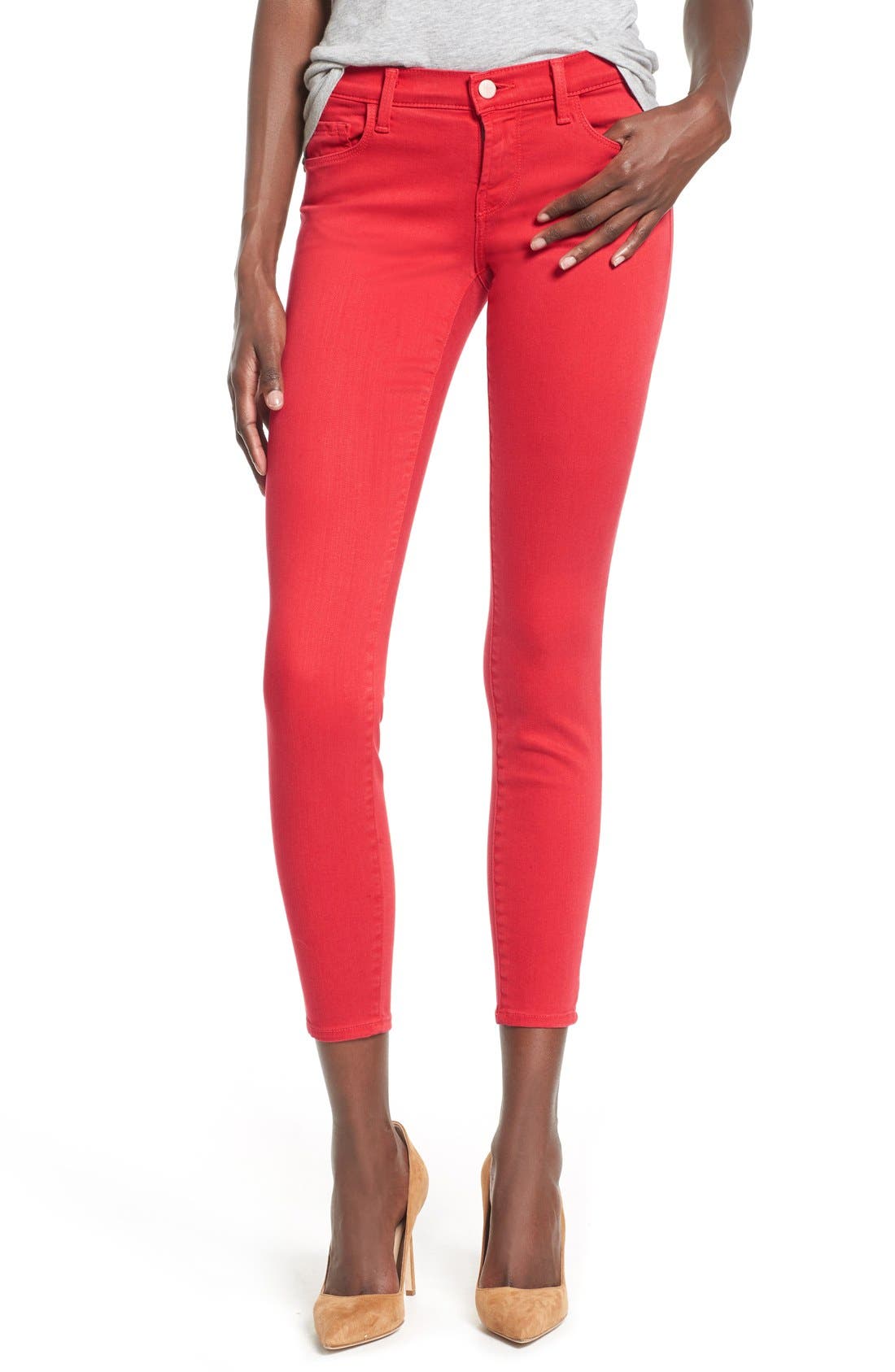 j brand red jeans