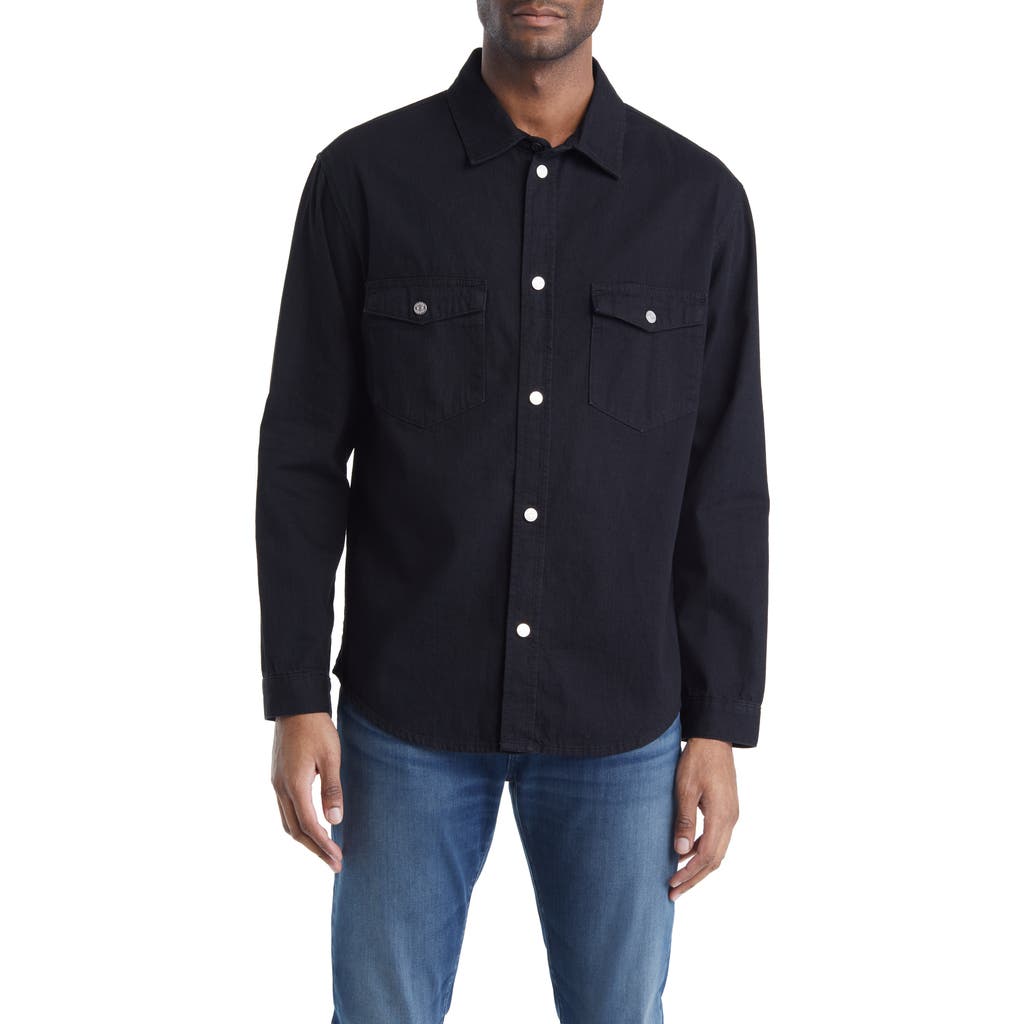 Frame Collared Denim Shirt In Noir