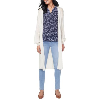 Nydj Featherweight Long Cardigan, Ivory