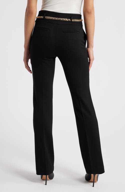 Shop Anne Klein Chain Belt High Waist Straight Leg Pants In Anne Black