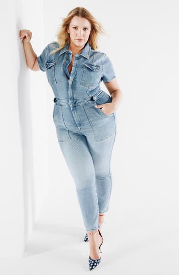 Good American, Fit For Success Short Jumpsuit in Blue