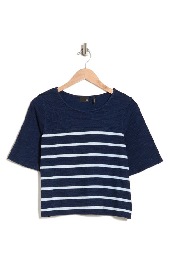 Shop Ag Vex Stripe Boxy Top In Indigo Stripe