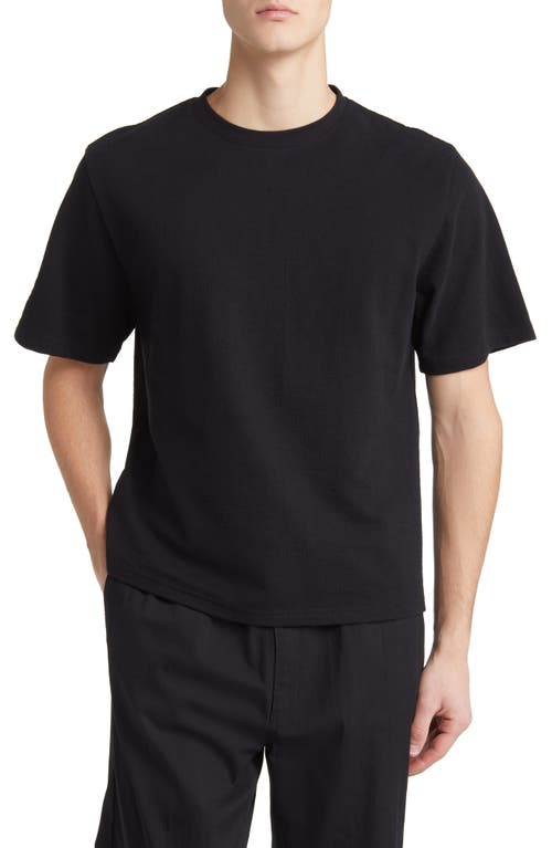 Wax London Dean Boxy Textured Organic Cotton T-Shirt Black at Nordstrom,