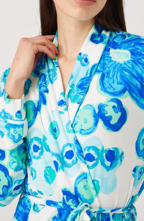 Shop Alivia Joey Print Robe In Floral Pond Blue