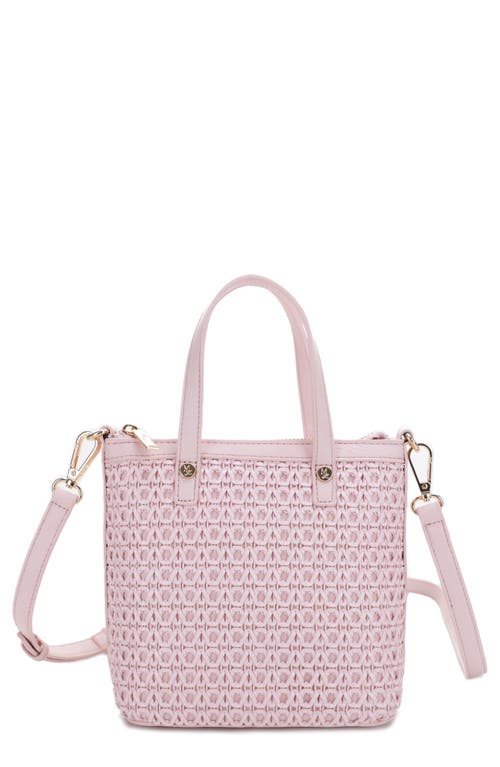 Mali + Lili Mia Mini Woven Vegan Leather Crossbody Tote in Baby Pink 