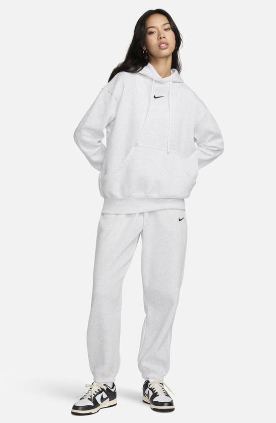 Shop Nike Sportswear Phoenix Oversize Fleece Hoodie In Birch Heather/ Black