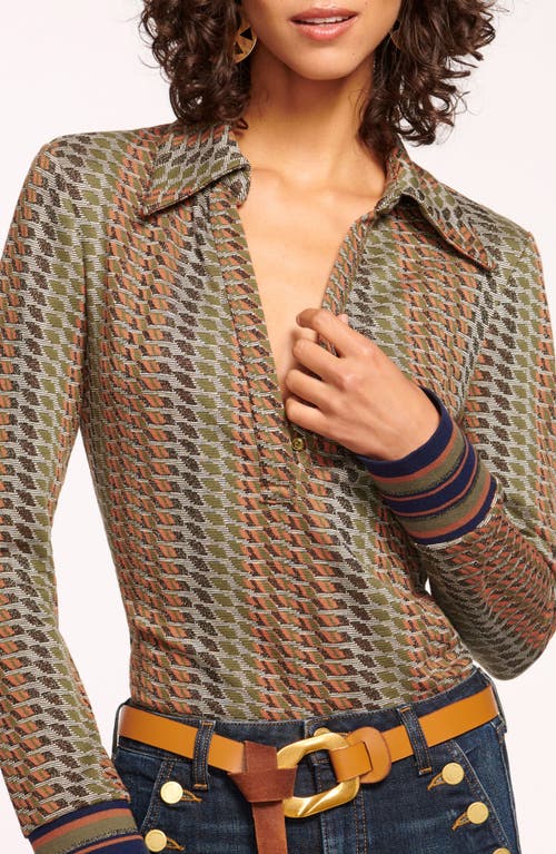 Shop Ramy Brook River Metallic Mixed Stripe Long Sleeve Top In Woodrose Multi Combo