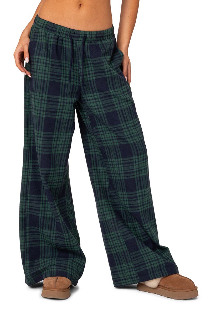Plaid Wide Leg Ankle Pants
