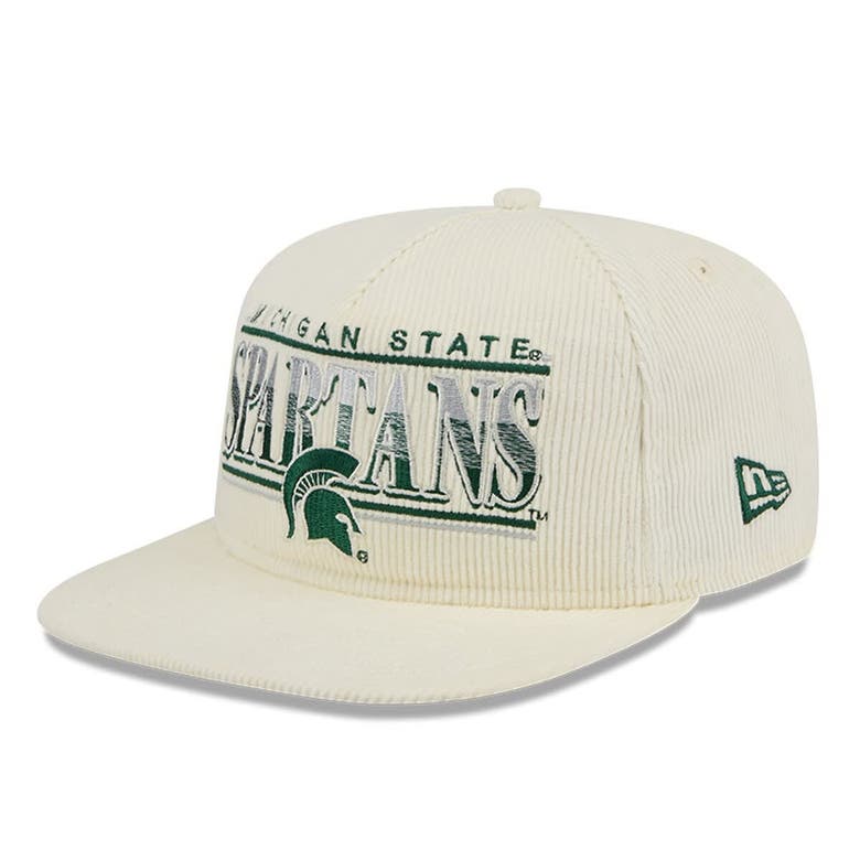 Shop New Era White Michigan State Spartans Throwback Golfer Corduroy Snapback Hat In Cream
