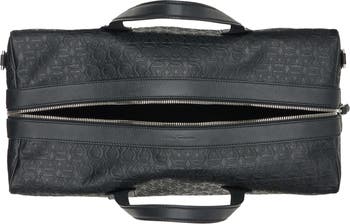 Salvatore Ferragamo Monogram-Embossed Leather Briefcase - Black