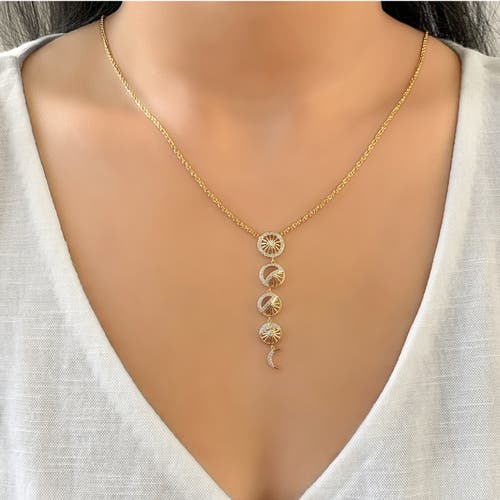 Shop Luvmyjewelry Moon Phases Sterling Silver Diamond Necklace In 14kt Gold Vermeil On Sterling