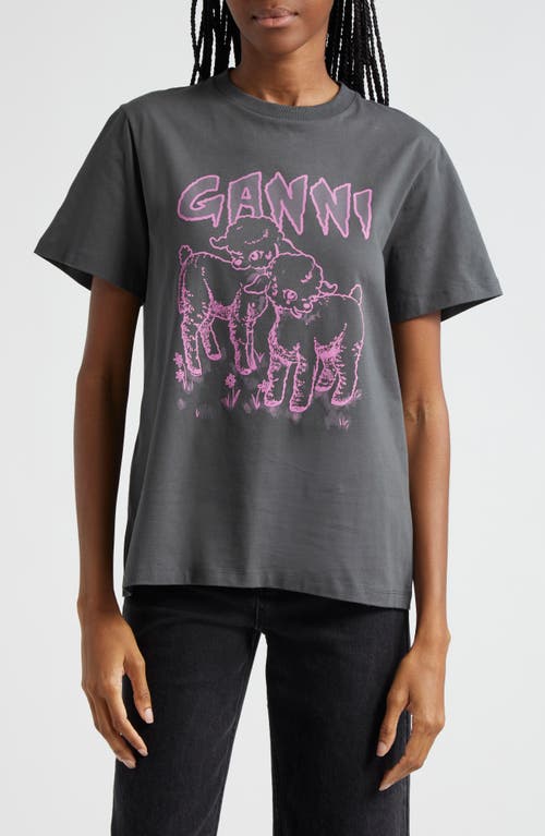 Ganni Lambs Organic Cotton Graphic T-Shirt Volcanic Ash at Nordstrom,