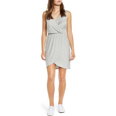 Petite Gibson X The Motherchic Avalon Faux Wrap Jersey Dress, Grey
