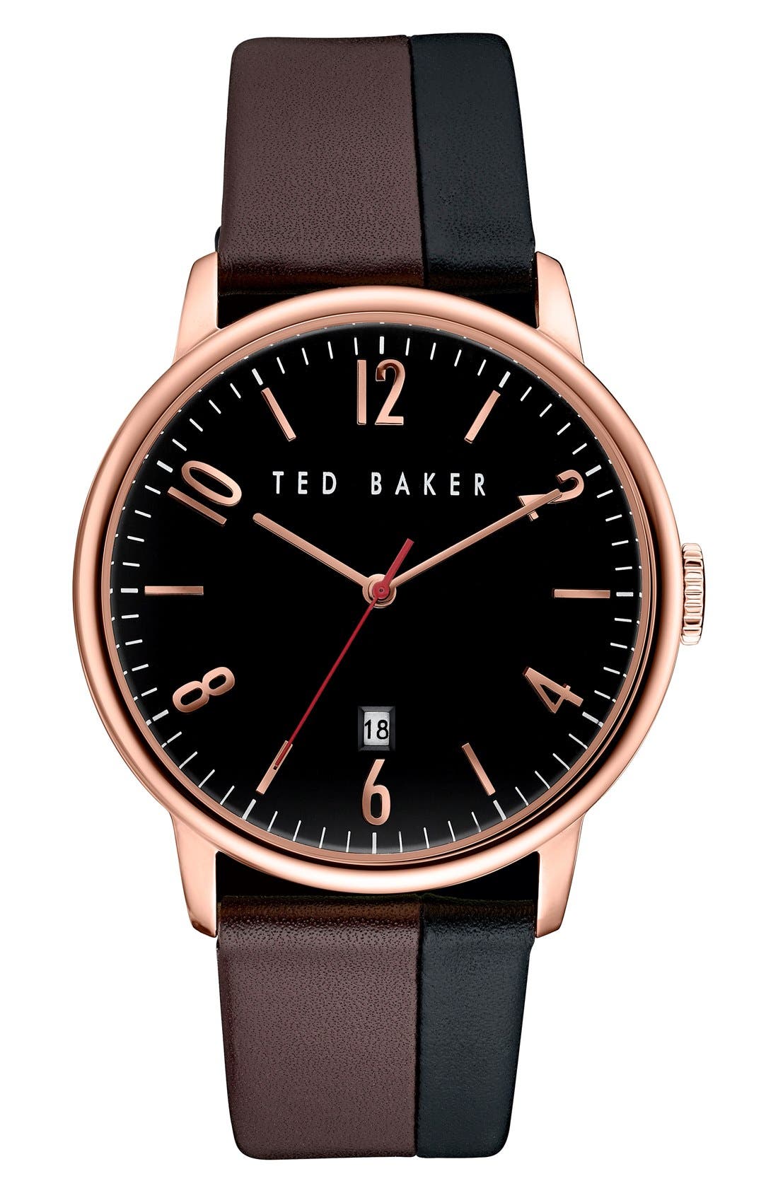 Ted Baker London 'Modern Vintage' Leather Strap Watch, 42mm Nordstrom