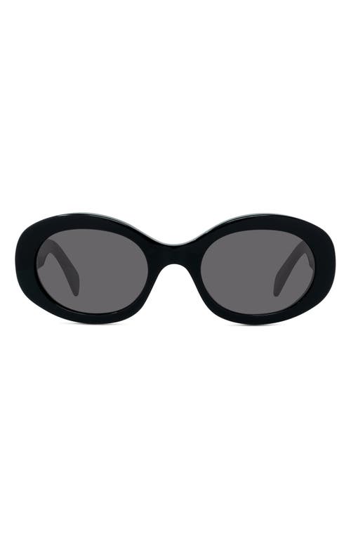 Celine Triomphe 52mm Oval Sunglasses In Black