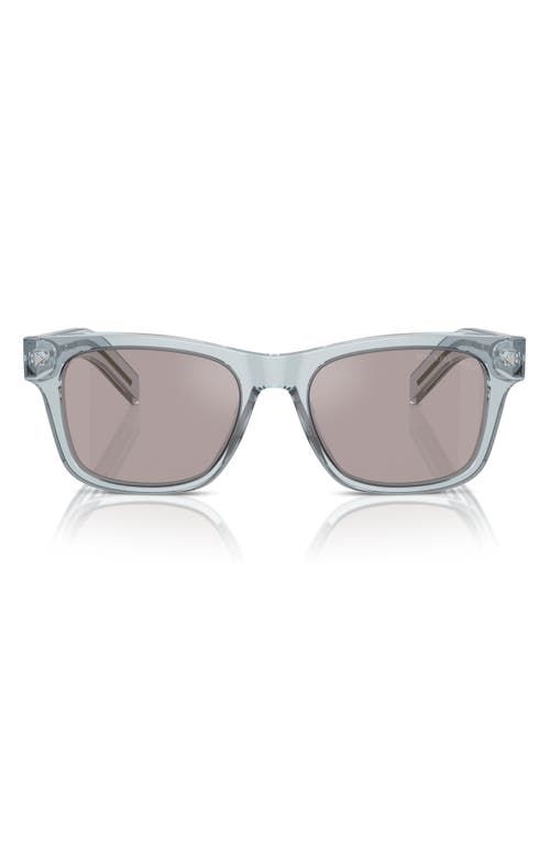 Shop Prada 54mm Polarized Rectangular Sunglasses In Transparent Azure