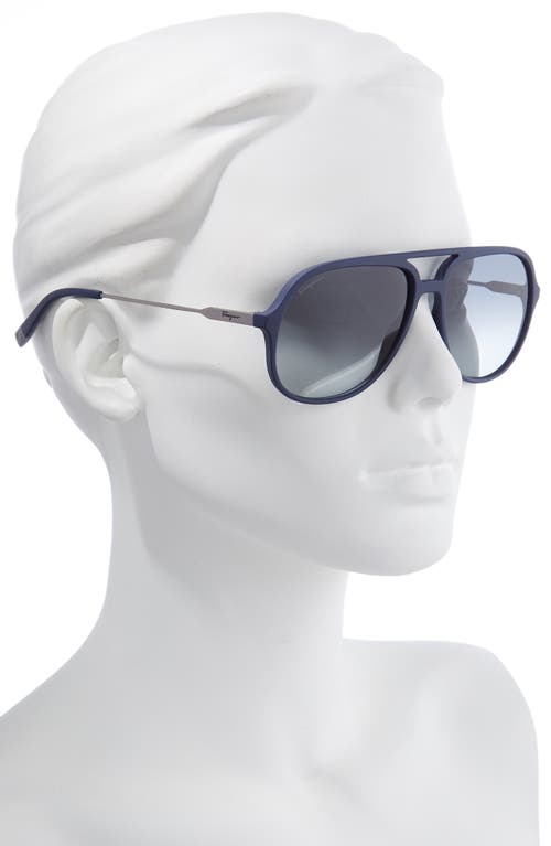 Ferragamo Lifestyle 60mm Aviator Sunglasses In Blue/blue Gradient