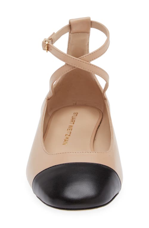 Shop Stuart Weitzman Eden Strap Flat In Adobe/black