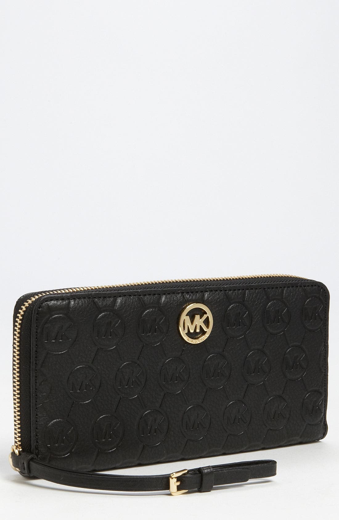 MICHAEL Michael Kors 'Large' Monogram Embossed Zip Around Wallet