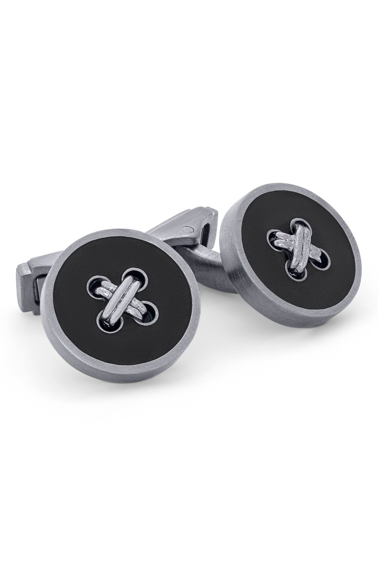 Thompson of London Tambor Button Cuff Links in Black Cover