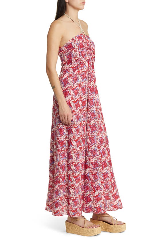 Shop Xirena Maya Floral Halter Neck Cotton Maxi Dress In Ruby Petal
