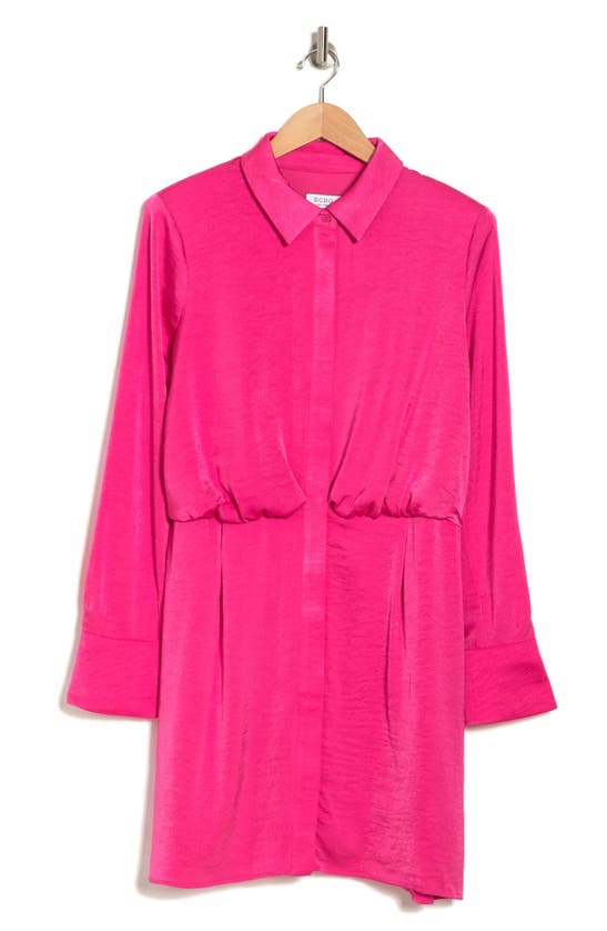 Shop Bcbg Long Sleeve Chiffon Shirtdress In Lilac Rose